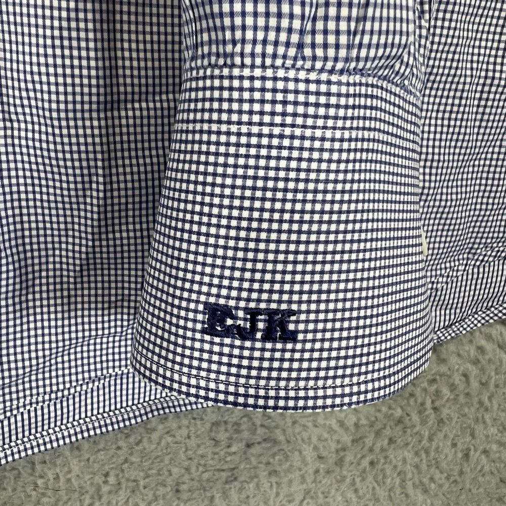 Gitman Bros Shirt Mens 18.5‎ 36 Blue Check Button Up Long Sleeve Flat Pocket USA - Picture 4 of 9